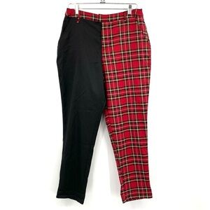 Hot Topic Pants Women’s XL Red Black Plaid Split Leg Punk Goth Harley Quinn